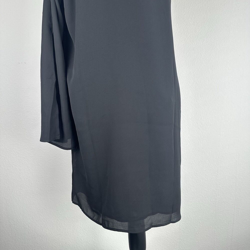 Three Eighty Two Dress Womens Large Black One Shoulder LBD Cocktail Minimalist - Picture 9 of 16